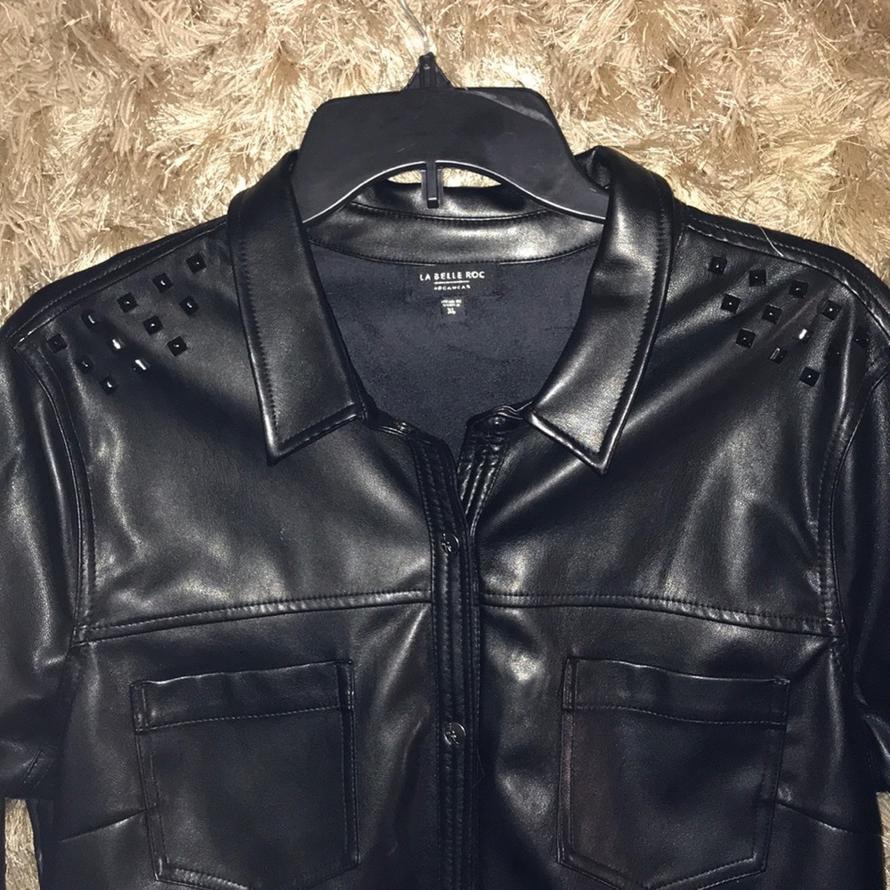 Blk PU Leather shirt jacket Rocawear Like New